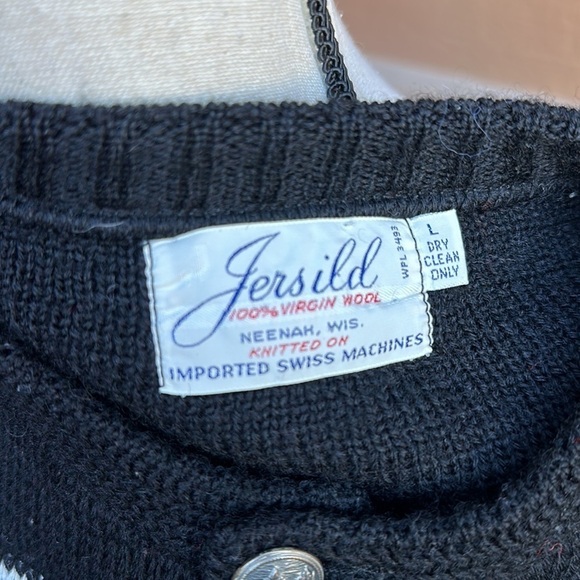 Jersild Vintage 100% Virgin Wool Fair Isle Cardigan Sweater Size Large - Picture 7 of 7